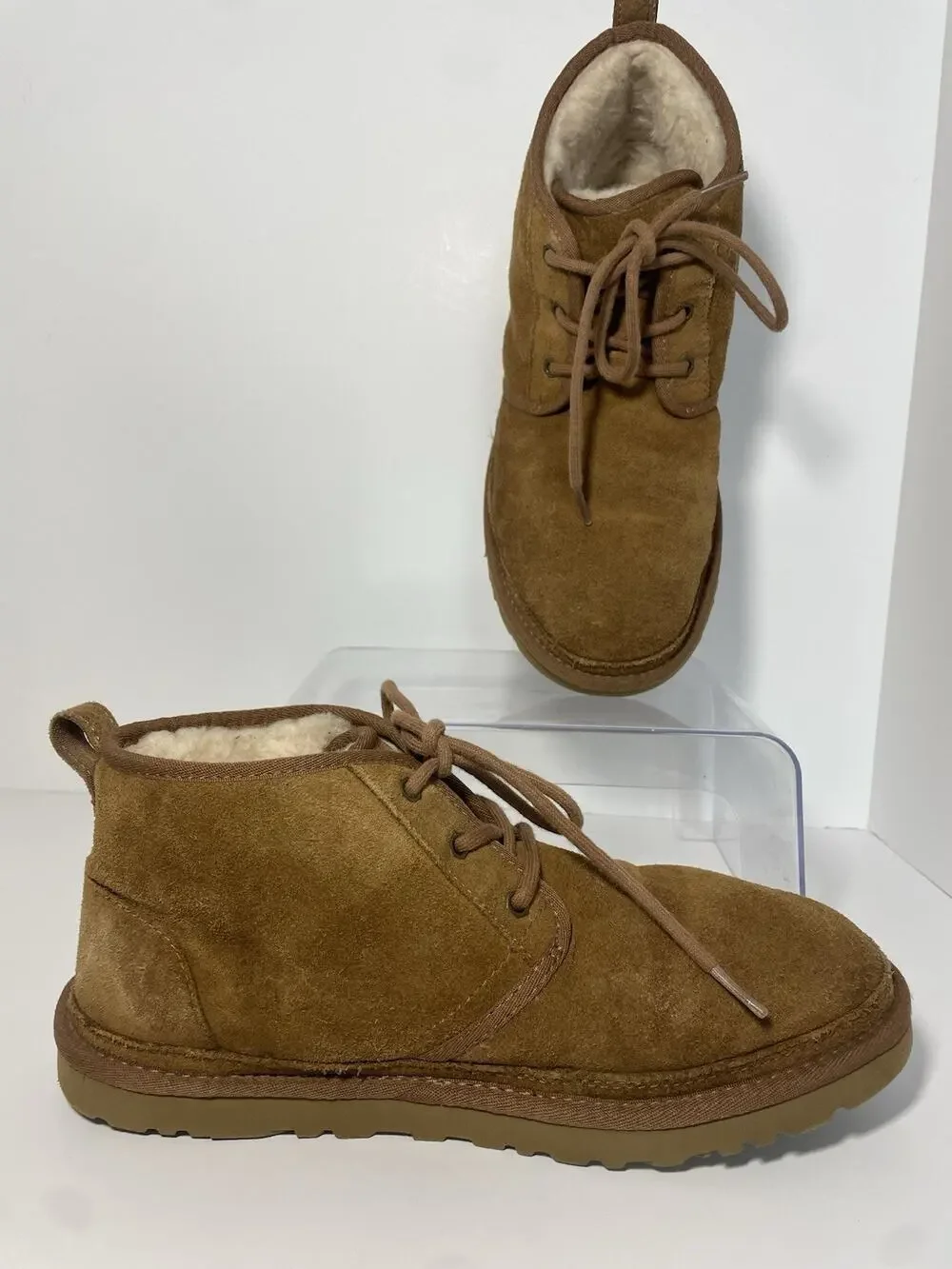 UGG Neumel Brown Suede Shearling Lace-Up Chukka Ankle Boots Men's Size 10